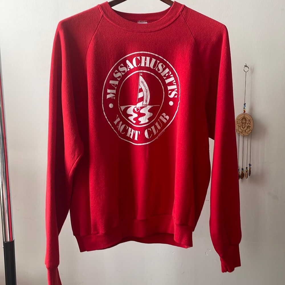Jerzees Red Vintage Massachusetts Yacht Club Crewneck Sweatshirt- XL/ Medium